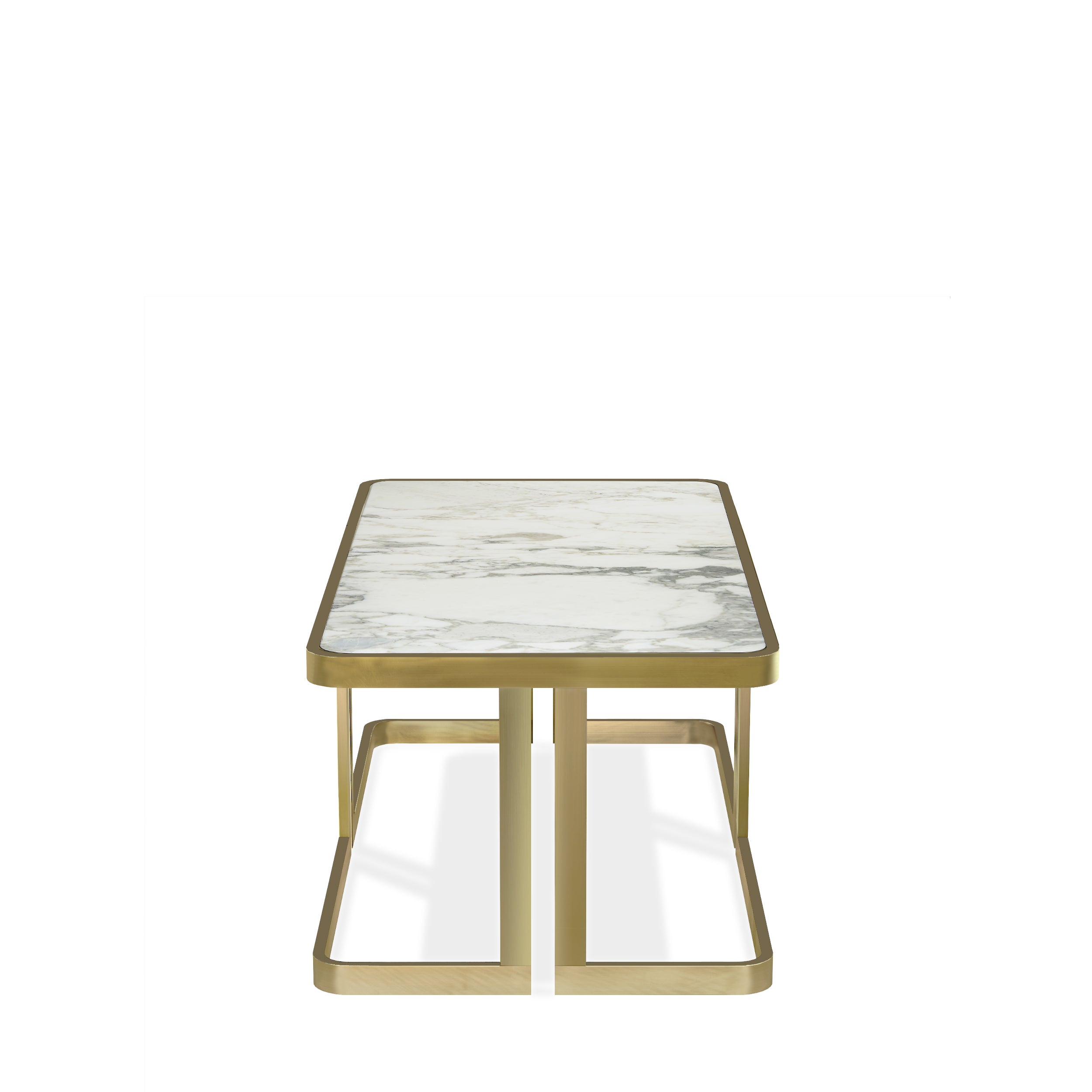 Tavolino basso doppio in marmo Clark by Marioni - Grigio marmorizzato