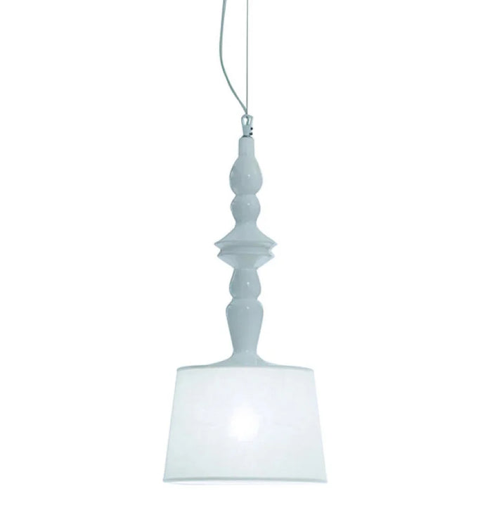 Lampada Alì e Babà a sospensione in lino conica compatta by Karman